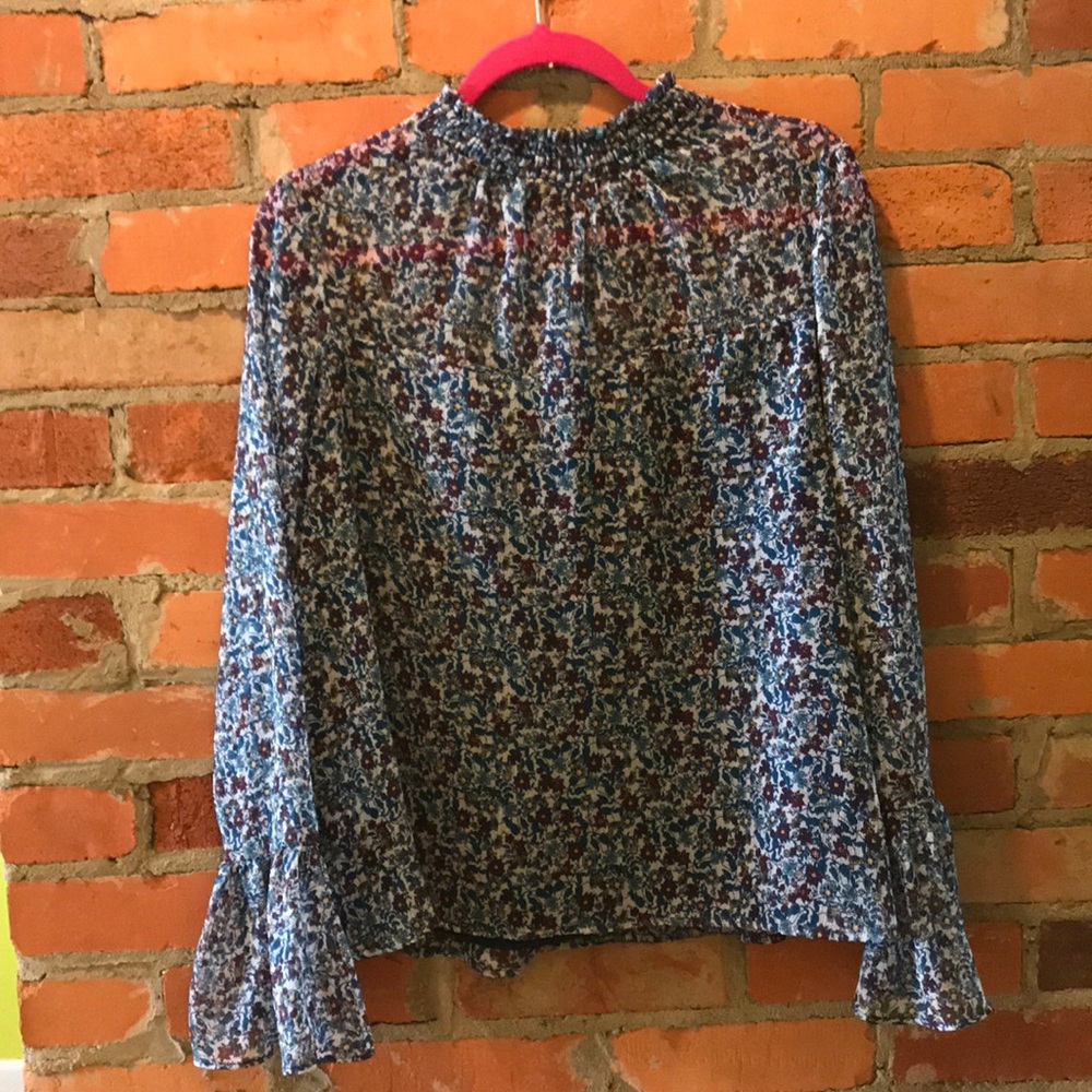 Blue sheer floral top
